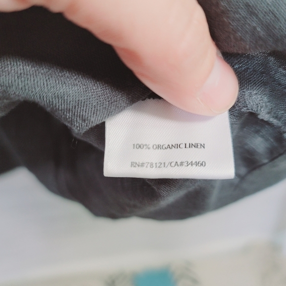 Eileen Fisher Gray 100% Organic Linen Dress, w Sequin Detail sz Medium Petite - Picture 9 of 15